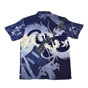 Hard Rock Cafe Fender Stratocaster Guitar Dragon Button Up Shirt Size Small